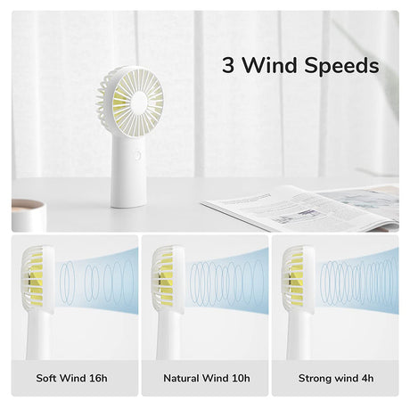 JisuLife Premium Mini Hand Fan Life3 (F2B), Portable, Ultra-Silent, Type-C, 3 Speeds, 4000mAh, Roz