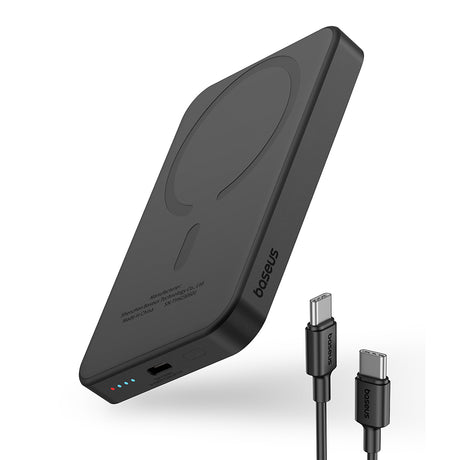 Baterie externa Baseus Mini (P10022107113-00), Type-C, MagSafe Charging, 20W, 5000mAh, with Cable Type-C, 30cm, Negru