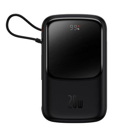 Baterie externa Baseus Qpow Pro (PPQD020001), Lightning, Type-C, USB, 20W, 10000mAh, Cable Type-C, Lightning, 3A, Negru