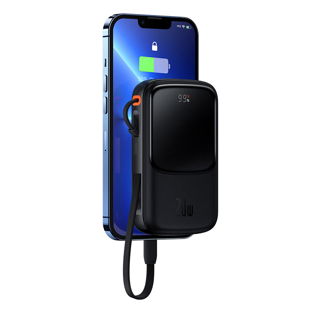 Baterie externa Baseus Qpow Pro (PPQD020001), Lightning, Type-C, USB, 20W, 10000mAh, Cable Type-C, Lightning, 3A, Negru