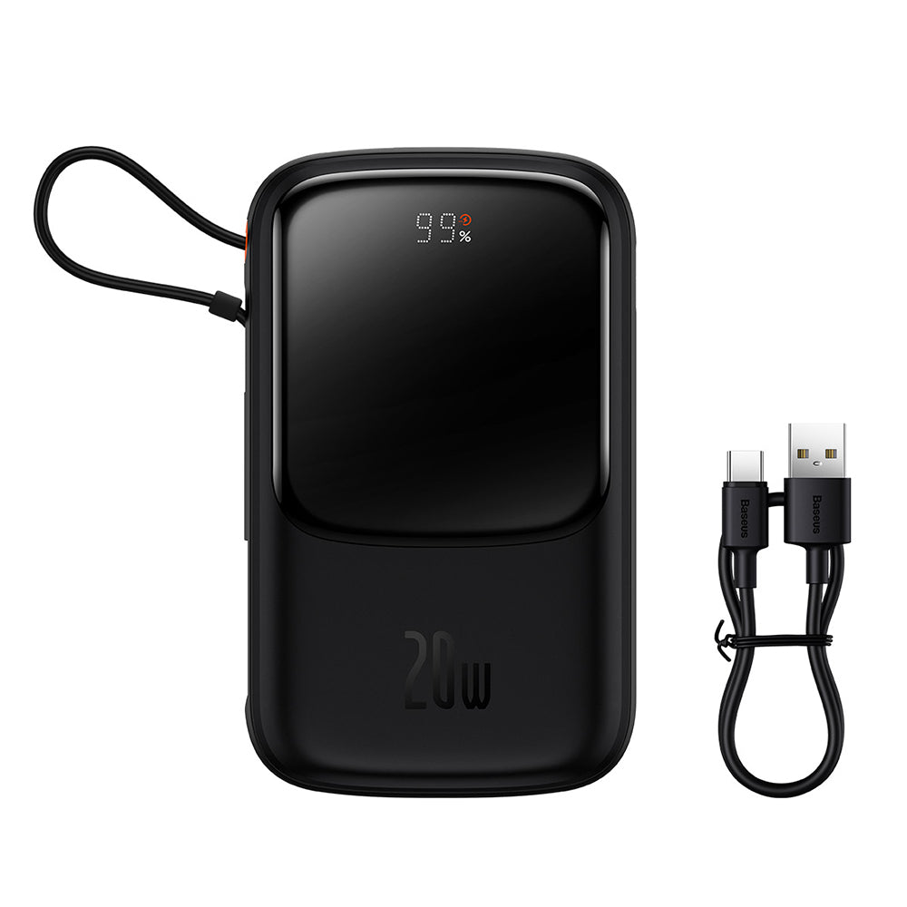 Baterie externa Baseus Qpow Pro (PPQD020001), Lightning, Type-C, USB, 20W, 10000mAh, Cable Type-C, Lightning, 3A, Negru