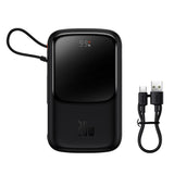 Baterie externa Baseus Qpow Pro (PPQD020001), Lightning, Type-C, USB, 20W, 10000mAh, Cable Type-C, Lightning, 3A, Negru