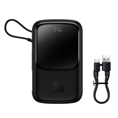 Baterie externa Baseus Qpow Pro (PPQD020001), Lightning, Type-C, USB, 20W, 10000mAh, Cable Type-C, Lightning, 3A, Negru