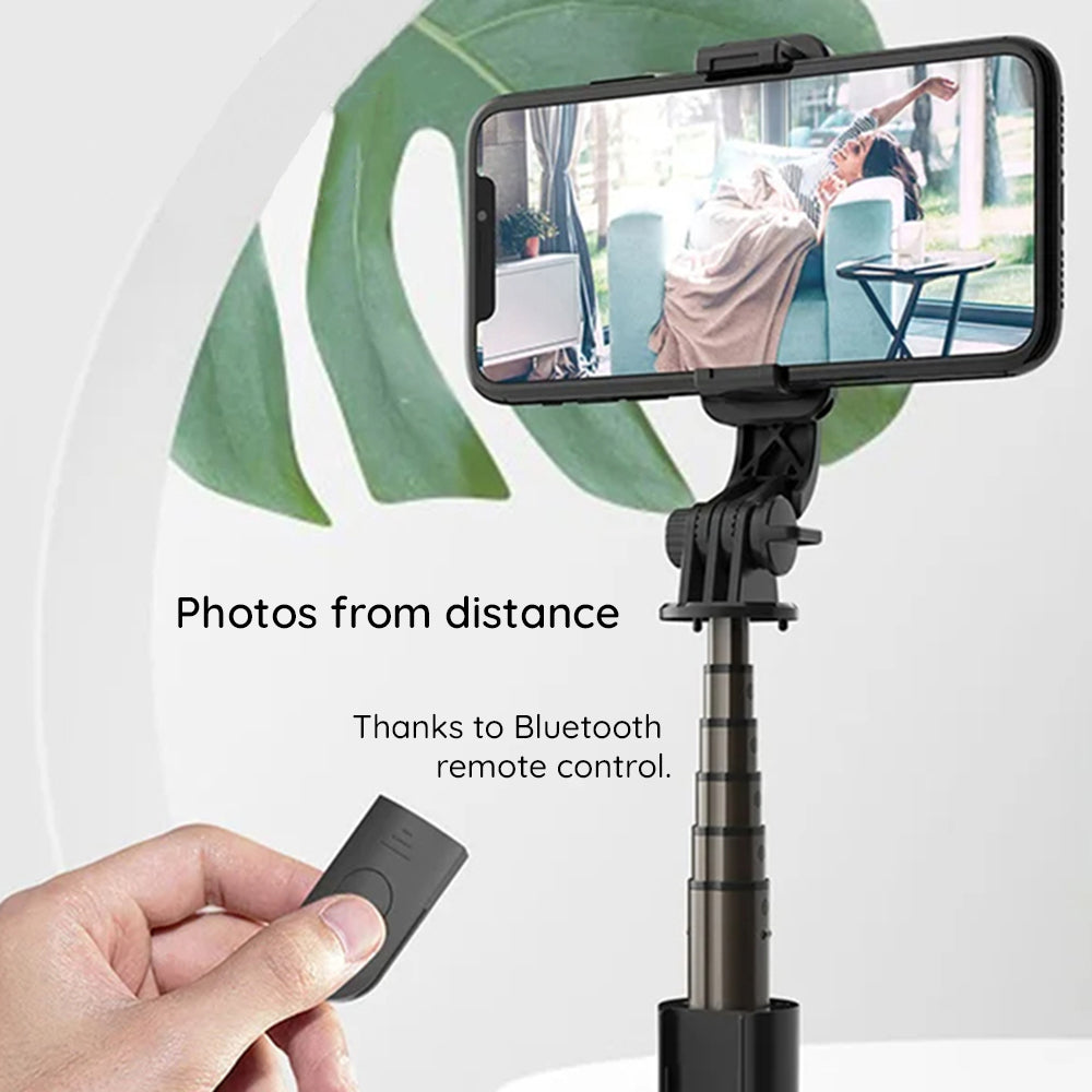 Suport Techsuit Mini Selfie Stick (L10), Stable Tripod with Bluetooth Remote Control, 360 Rotation, Aluminium Alloy, 68cm, Negru