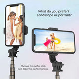 Suport Techsuit Mini Selfie Stick (L10), Stable Tripod with Bluetooth Remote Control, 360 Rotation, Aluminium Alloy, 68cm, Negru