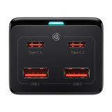 Incarcator Baseus /Powerstrip (PSZM000201), Type-C Cable Included, 2 x AC, 2 x USB, 2 x Type-C, 100W, Negru