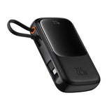 Baterie externa Baseus Qpow Pro+ (P10067101113-00), Lightning, 2xType-C, USB, 22.5W, Fast Charge, 10000mAh, Cable USB-C, Negru