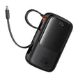 Baterie externa Baseus Qpow Pro+ (P10067101113-00), Lightning, 2xType-C, USB, 22.5W, Fast Charge, 10000mAh, Cable USB-C, Negru