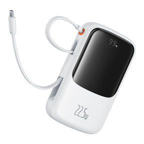 Baterie externa Baseus Qpow Pro+ (P10067101213-00), Lightning, 2x Type-C, USB, 22.5W, 10000mAh, Cable Type-C, Alb