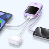 Baterie externa Baseus Qpow Pro+ (P10067101513-00), Lightning, 2x Type-C, USB, 22.5W, 10000mAh, Cable Type-C, Mov