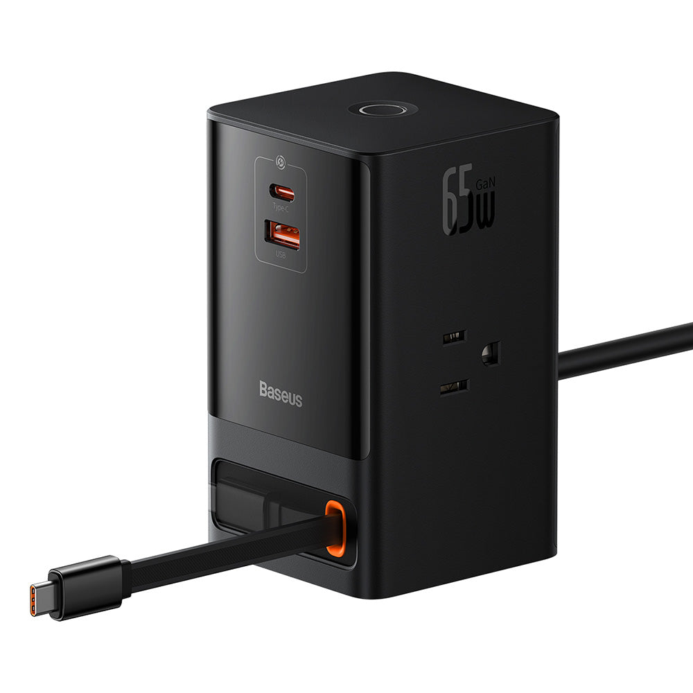 Incarcator Baseus PowerCombo Digital PowerStrip (PSLR000101), 3xAC, USB, Type-C with Type-C Cable, 65W, US Plug, Negru