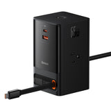 Incarcator Baseus PowerCombo Digital PowerStrip (PSLR000101), 3xAC, USB, Type-C with Type-C Cable, 65W, US Plug, Negru