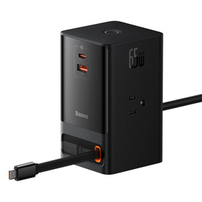 Incarcator Baseus PowerCombo Digital PowerStrip (PSLR000101), 3xAC, USB, Type-C with Type-C Cable, 65W, US Plug, Negru