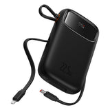 Baterie externa Baseus Qpow Pro+ (P10055003113-00), Lightning, 2x Type-C, USB, 22.5W, 10000mAh, Cable Type-C, 30cm, Negru