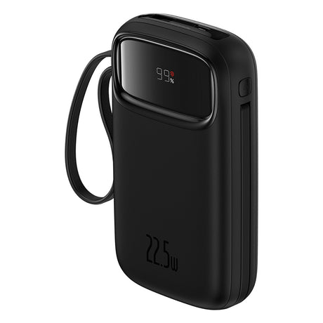 Baterie externa Baseus Qpow Pro+ (P10055003113-00), Lightning, 2x Type-C, USB, 22.5W, 10000mAh, Cable Type-C, 30cm, Negru