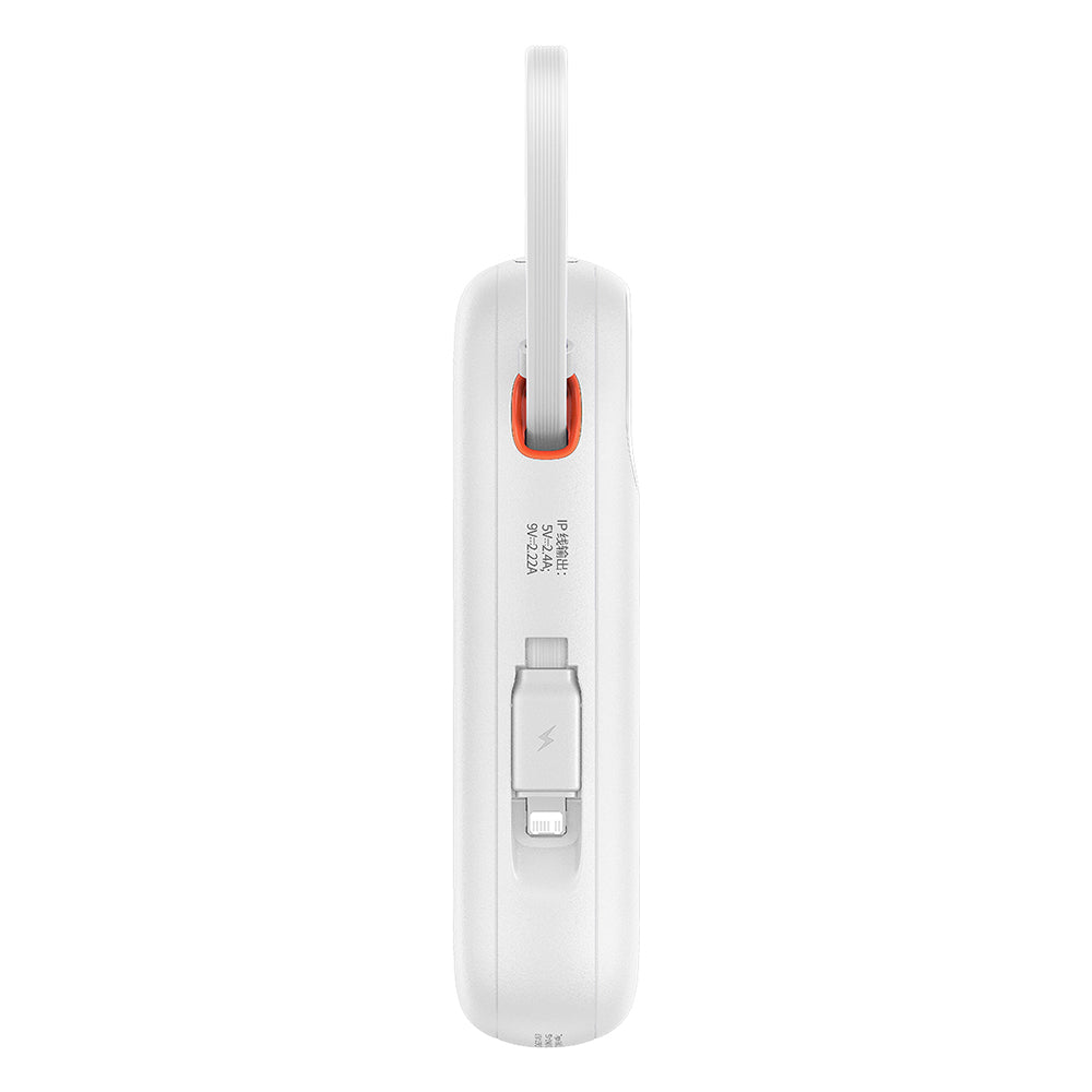 Baterie externa Baseus Qpow Pro+ (P10055003223-00), Lightning, 2x Type-C, USB, 22.5W, 10000mAh, Cable Type-C, 30cm, Alb