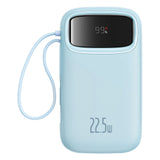 Baterie externa Baseus Qpow Pro+ (P10055003313-00), Lightning, 2x Type-C, USB, 22.5W, 10000mAh, Cable Type-C, 30cm, Albastru
