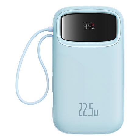 Baterie externa Baseus Qpow Pro+ (P10055003313-00), Lightning, 2x Type-C, USB, 22.5W, 10000mAh, Cable Type-C, 30cm, Albastru