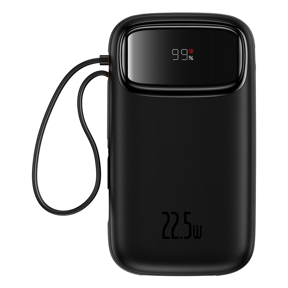 Baterie externa Baseus Qpow Pro+ (P10055002113-00), Lightning, 2x Type-C, USB, 22.5W, 20000mAh, Cable Type-C, 30cm, Negru