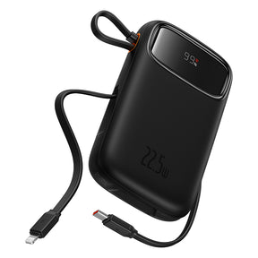 Baterie externa Baseus Qpow Pro+ (P10055002113-00), Lightning, 2x Type-C, USB, 22.5W, 20000mAh, Cable Type-C, 30cm, Negru