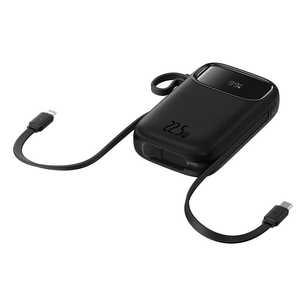 Baterie externa Baseus Qpow Pro+ (P10055002113-00), Lightning, 2x Type-C, USB, 22.5W, 20000mAh, Cable Type-C, 30cm, Negru