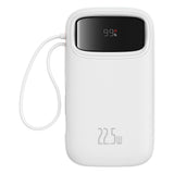 Baterie externa Baseus Qpow Pro+ (P10055002223-00), Lightning, 2x Type-C, USB, 22.5W, 20000mAh, Cable Type-C, 30cm, Alb