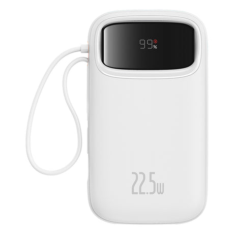 Baterie externa Baseus Qpow Pro+ (P10055002223-00), Lightning, 2x Type-C, USB, 22.5W, 20000mAh, Cable Type-C, 30cm, Alb