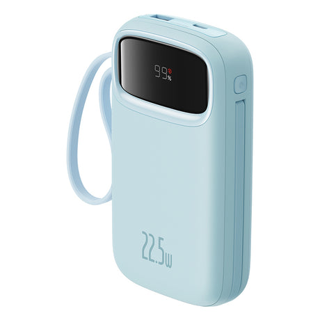 Baterie externa Baseus Qpow Pro+ (P10055002313-00), Lightning, 2x Type-C, USB, 22.5W, 20000mAh, Cable Type-C, 30cm, Albastru