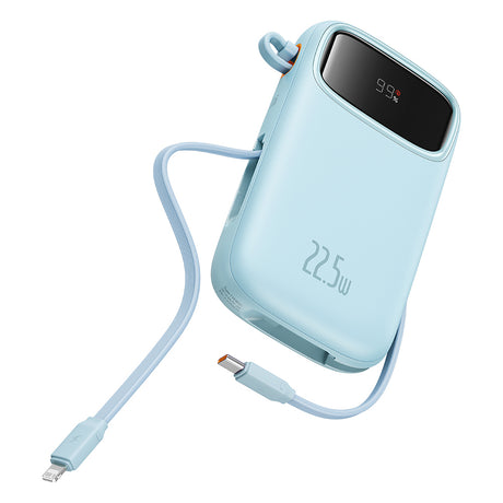 Baterie externa Baseus Qpow Pro+ (P10055002313-00), Lightning, 2x Type-C, USB, 22.5W, 20000mAh, Cable Type-C, 30cm, Albastru
