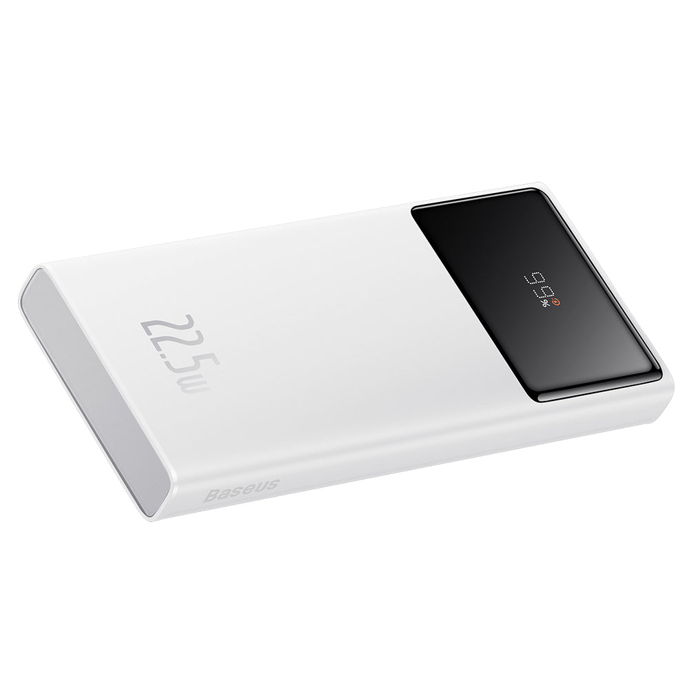 Baterie externa Baseus Star-Lord (PPXJ100002), 2x USB, Type-C, Micro-USB, 22.5W, 10000mAh, Cable Type-C, 3A, 30cm, Alb