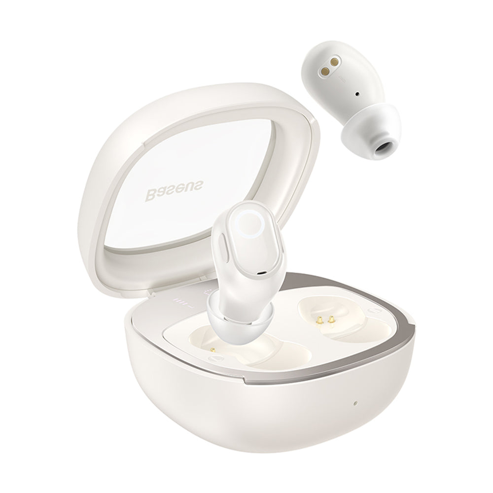 Casti Baseus WM02+ (NGTW370302), True Wireless Stereo, Bluetooth V5.3, Smart Display, Crem Y White
