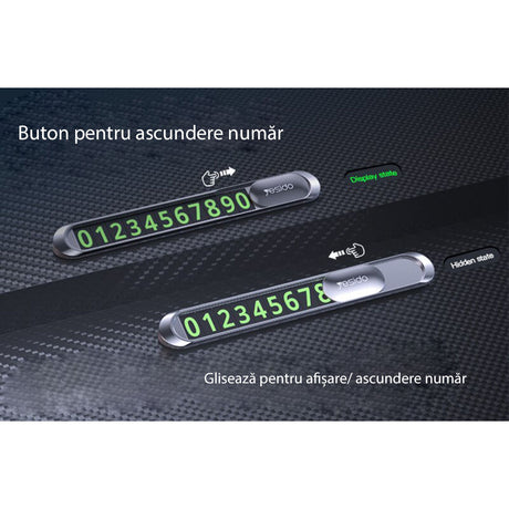 Gadget Yesido Parking Number (C88), for Dashboard, Number Hiding, Fluorescent Digits, Weather-Resistant, 3M Adhesive, Negru
