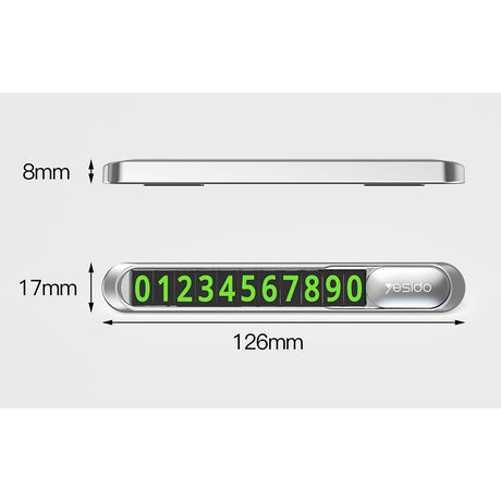 Gadget Yesido Parking Number (C88), for Dashboard, Number Hiding, Fluorescent Digits, Weather-Resistant, 3M Adhesive, Negru