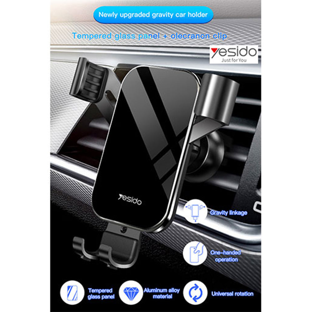 Suport Yesido (C87), Gravity Grip for Air Vent, Negru