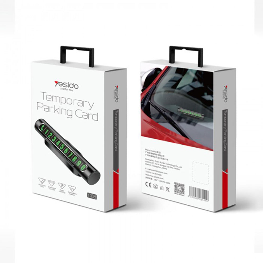 Gadget Yesido Parking Number (C68), for Dashboard, Fluorescent Digits, Number Hiding, Weather-Resistant, Aluminum Alloy, Negru