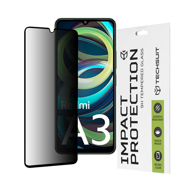 Folie de protectie Techsuit 111D Privacy Full Glue compatibil cu Xiaomi Redmi A3 / Redmi A3x, Negru