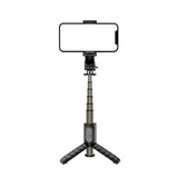 Suport Techsuit Mini Selfie Stick (Q10), Stable Gimbal/Tripod with Bluetooth Remote Control, Fill Light, 360 Rotation, 68cm, Negru