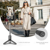 Suport Techsuit Mini Selfie Stick (Q10), Stable Gimbal/Tripod with Bluetooth Remote Control, Fill Light, 360 Rotation, 68cm, Negru