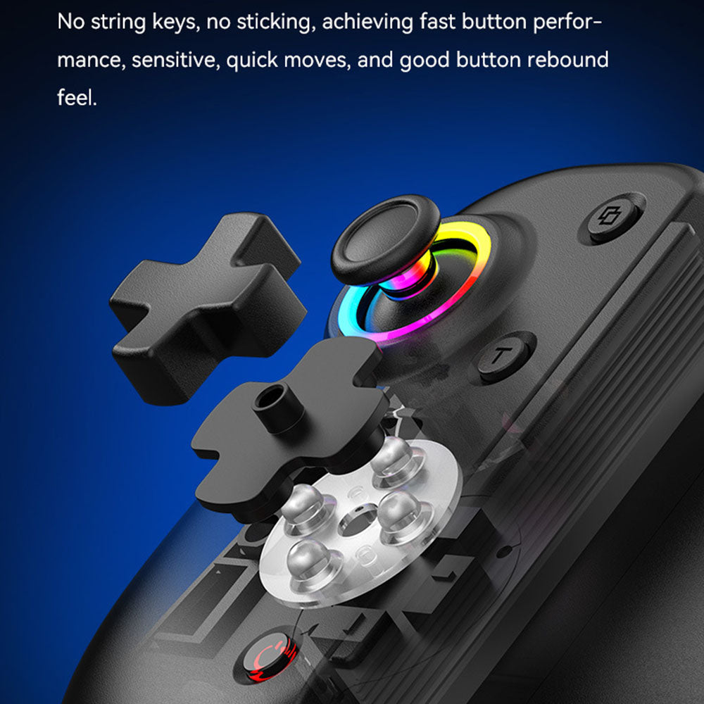 Accesoriu gaming Techsuit Wireless Controller (BSP-D8 Pro), for Phones, Tablets (Android, iOS, PS4), Bluetooth, RGB Lights, 400mAh, Negru