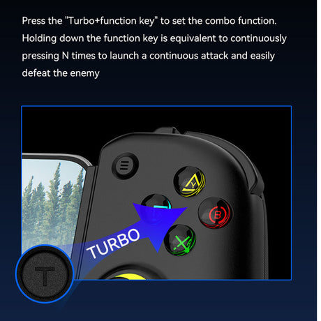 Accesoriu gaming Techsuit Wireless Controller (BSP-D8 Pro), for Phones, Tablets (Android, iOS, PS4), Bluetooth, RGB Lights, 400mAh, Negru