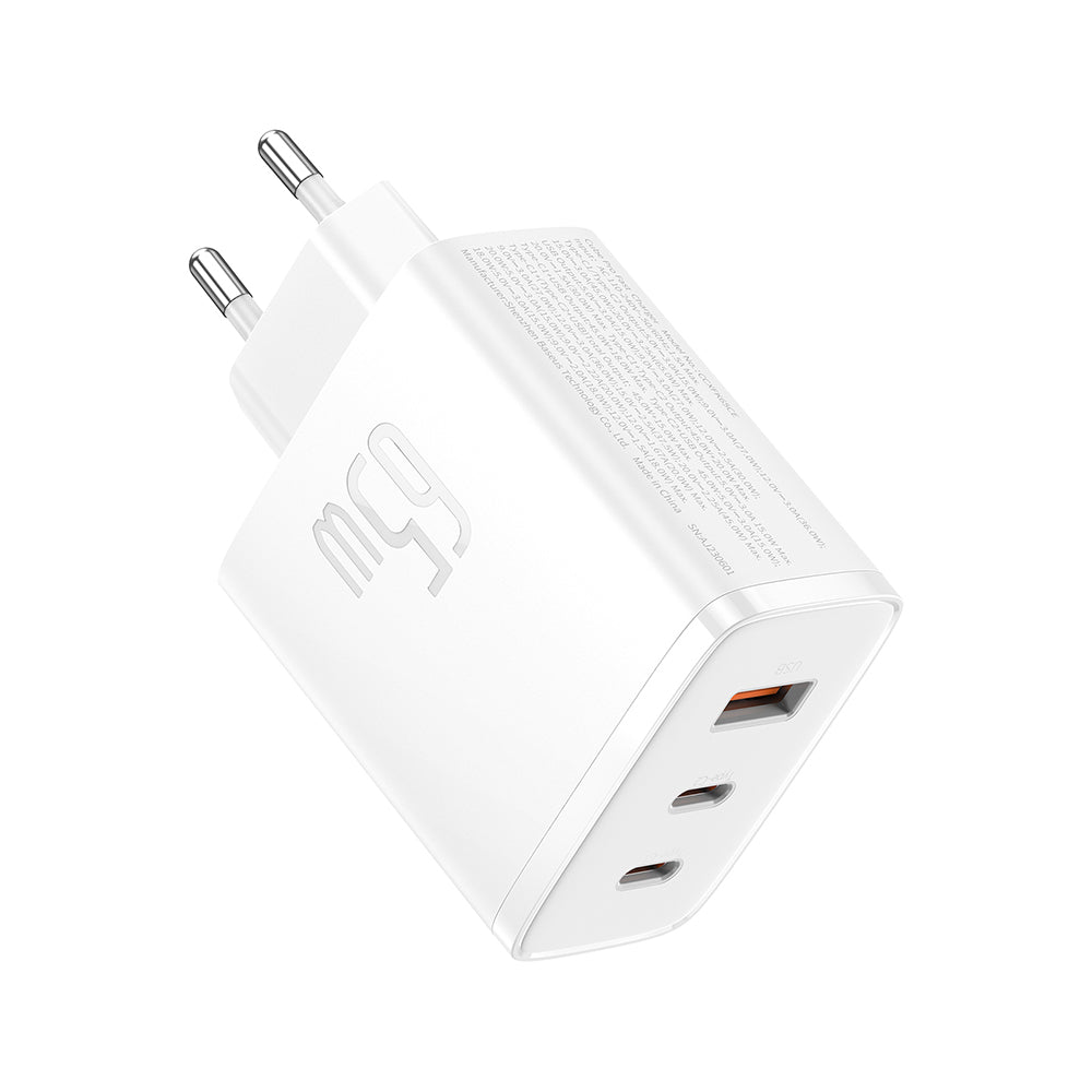 Incarcator Baseus (P10152301213-00), 2x Type-C + USB, 65W, Alb