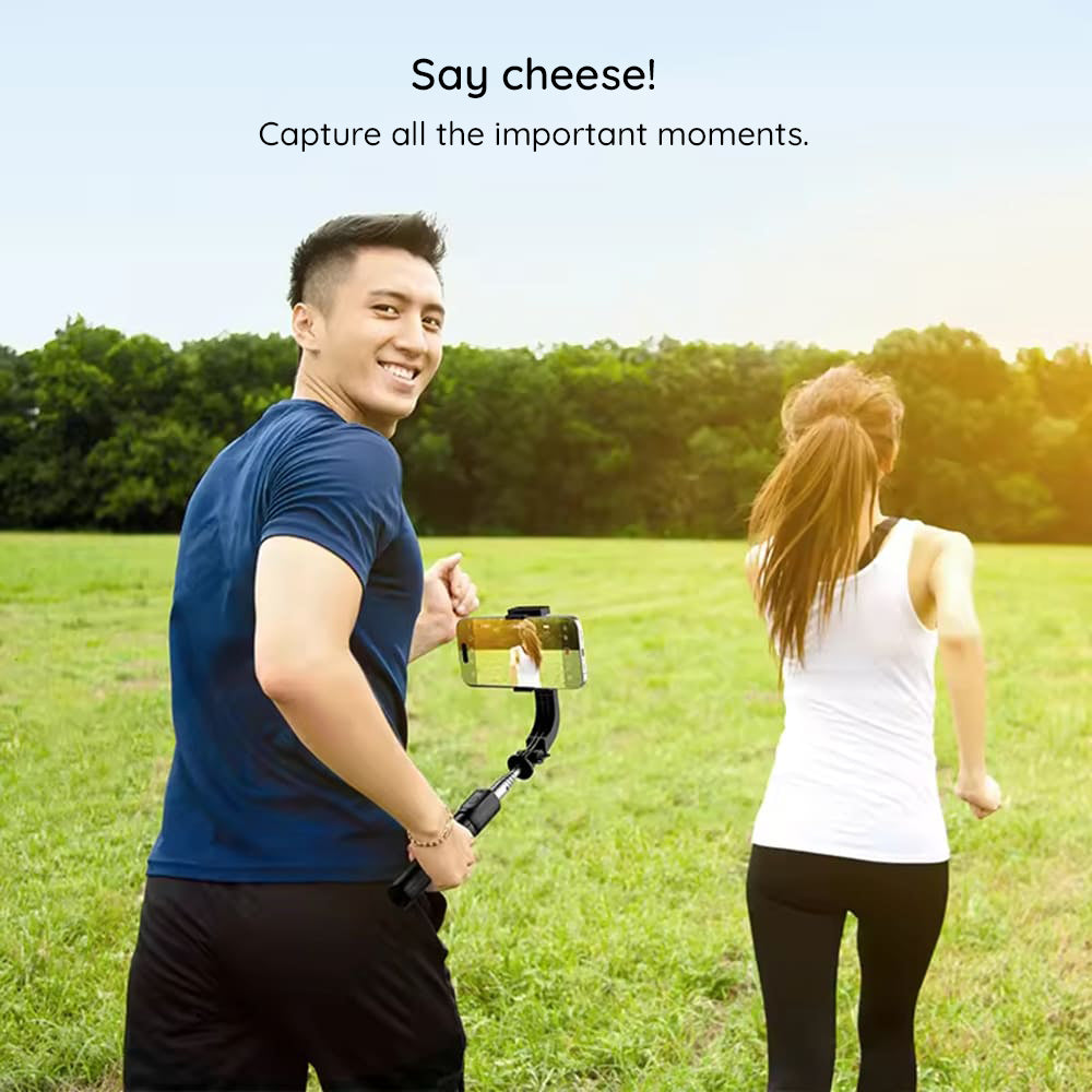 Suport Techsuit Selfie Stick Gimbal (C06), Compact Tripod Mount with Bluetooth Remote Control, LED Fill Light, 360, 76cm, Negru