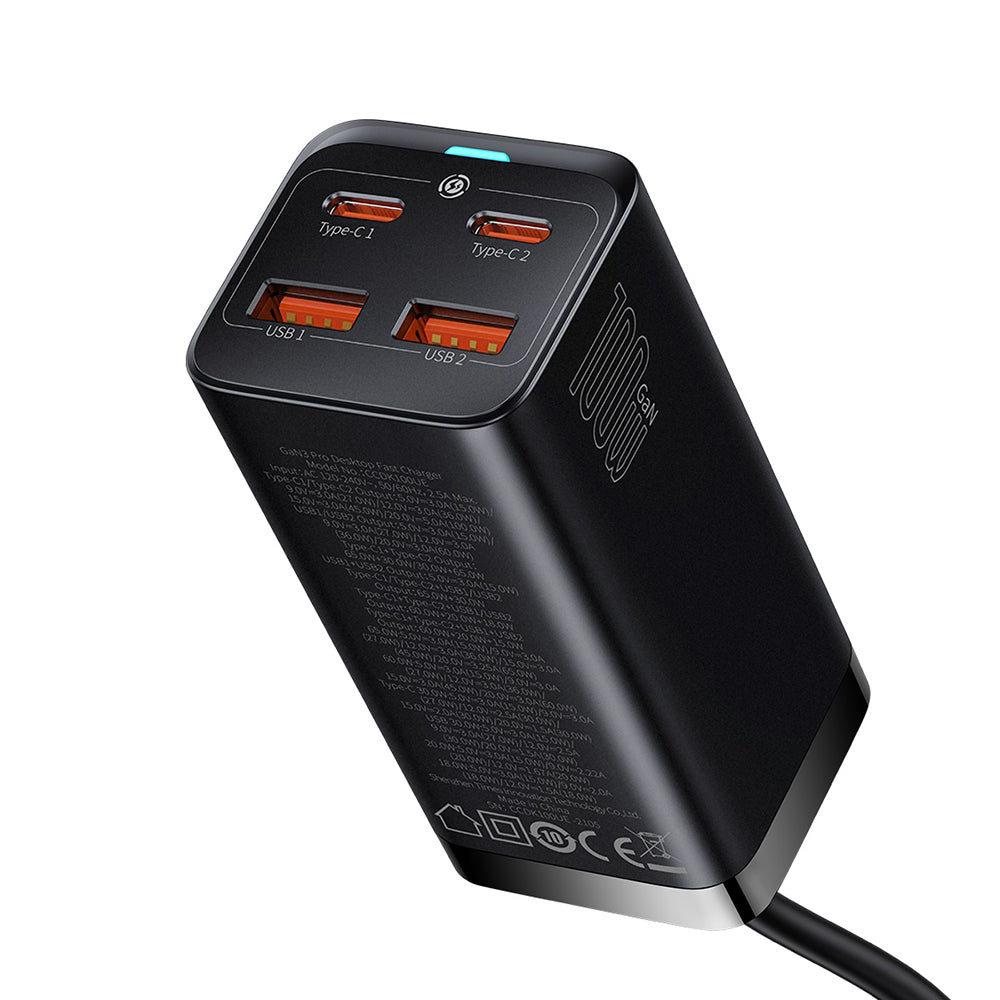 Incarcator Baseus (CCGP000101), 2xUSB-C 2xUSB-A, 100W, Negru