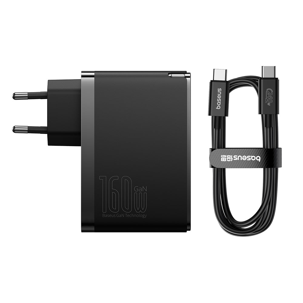 Incarcator Baseus GaN5 Pro Digital (P10110825113-00), Type-C Cable Included, Fast Charger, 2xType-C, USB, 160W, 240W, Negru