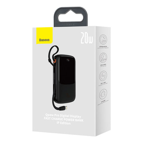 Baterie externa Baseus Qpow Pro (PPQD030005), Lightning, Type-C, USB, 20000mAh, 20W, with Cable USB-C, Lightning, 3A, Mov