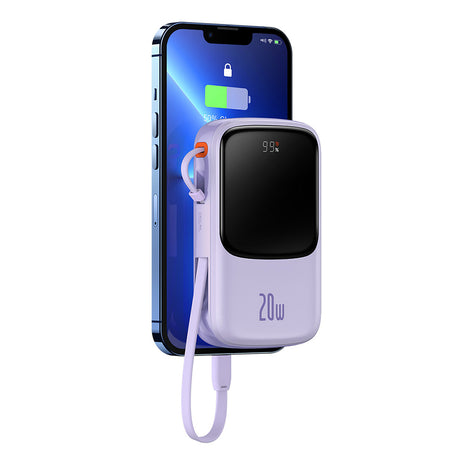 Baterie externa Baseus Qpow Pro (PPQD030005), Lightning, Type-C, USB, 20000mAh, 20W, with Cable USB-C, Lightning, 3A, Mov