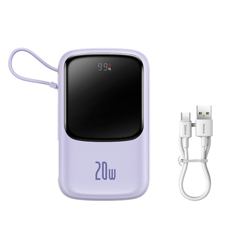Baterie externa Baseus Qpow Pro (PPQD030005), Lightning, Type-C, USB, 20000mAh, 20W, with Cable USB-C, Lightning, 3A, Mov