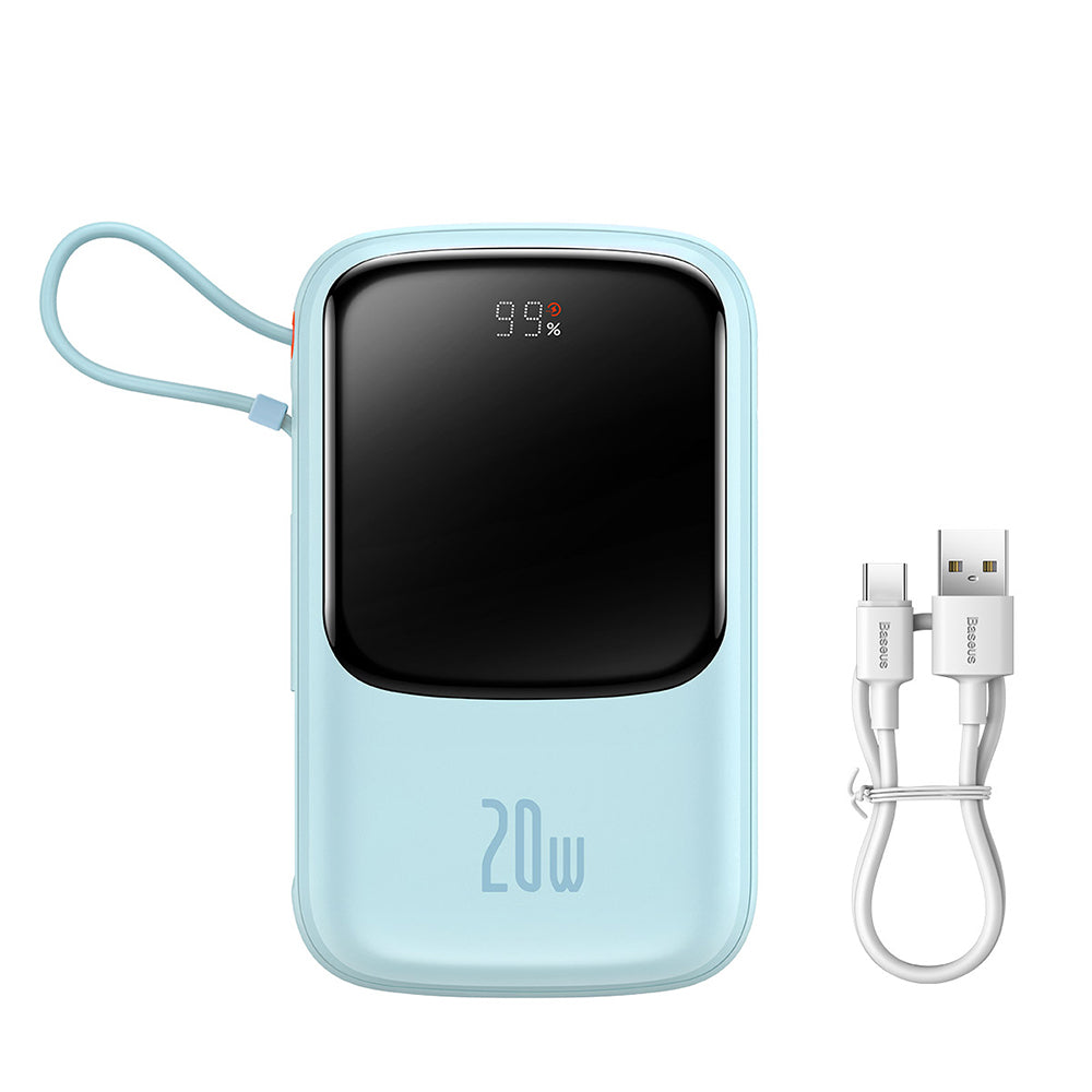 Baterie externa Baseus Qpow Pro (PPQD030003), Lightning, Type-C, USB, 20000mAh, 20W, with Cable USB-C, Lightning, 3A, Albastru