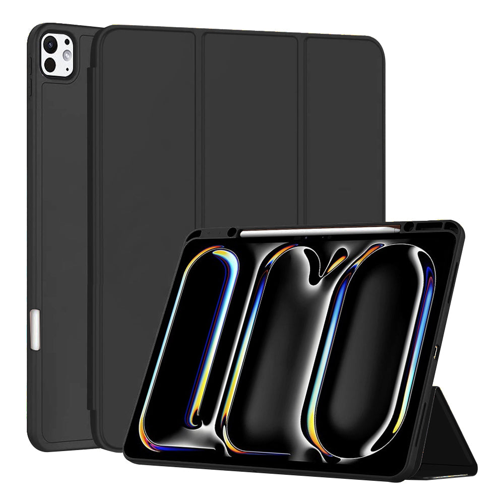 Husa de protectie tableta Techsuit Flex Trifold (with Pencil Holder) compatibil cu iPad Pro 13 (2024) / iPad Pro 13 (2025), Negru