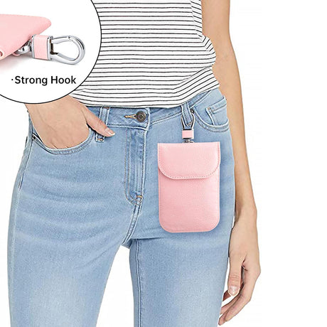 Husa de protectie Techsuit RFID Anti-Theft (AF2) compatibil cu for Cards & Keys, PU Leather, EMF Blocker, Roz